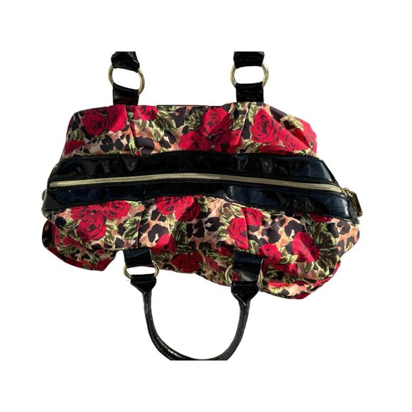 Betsey Johnson Weekender Satchel Duffle Zip Handbag Misty Roses HTF Print - Picture 3 of 9